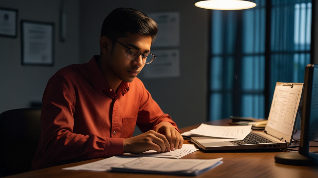Bangladeshi student organizing documents for visa application tips